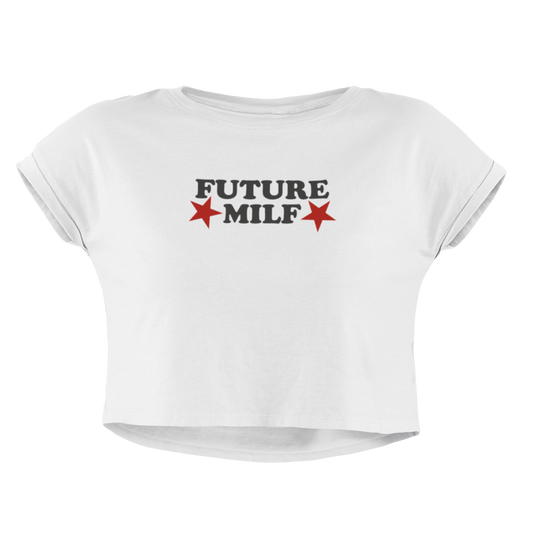 Crop top s nápisem FUTURE MILF